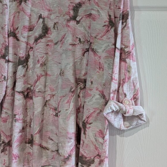 Chico's Women's Tie-Dye Scoop Neck Blouse, Pink, Size 3 (Large), 100% Cotton - Picture 6 of 10